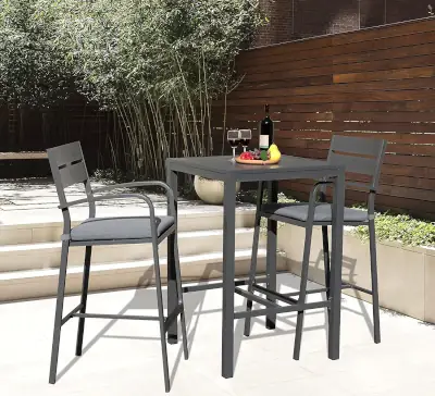 Best Metal Outdoor Bar Set Soleil Jardin Aluminum Outdoor Bar Set, Dark Grey best outdoor bar sets