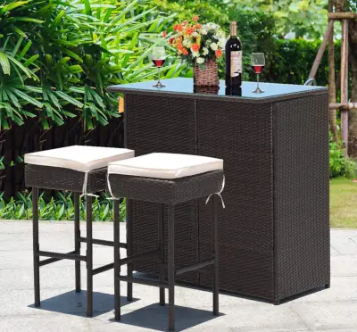 Best Outdoor Bar Set With Stools Tangkula 3 Piece Outdoor Bar Set, Beige best outdoor bar sets