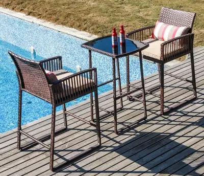 Best Outdoor Pub Table Set SUNSITT 3-Piece Outdoor Wicker Bar Height Table Set best outdoor bar sets