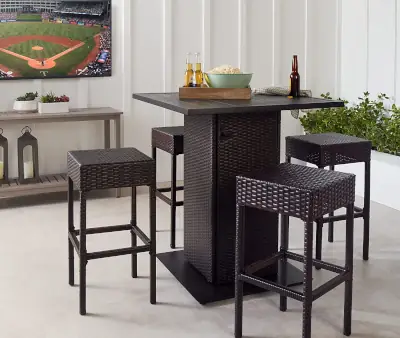 Best Overall Outdoor Bar Set Best Choice Products 5-Piece Outdoor Wicker Bar Table Set for Patio, Brown best outdoor bar sets