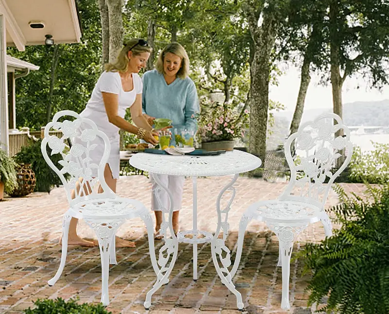 LZRS 3-Piece Patio Bistro Set with rose Design best White Outdoor Bistro Sets for your patio
