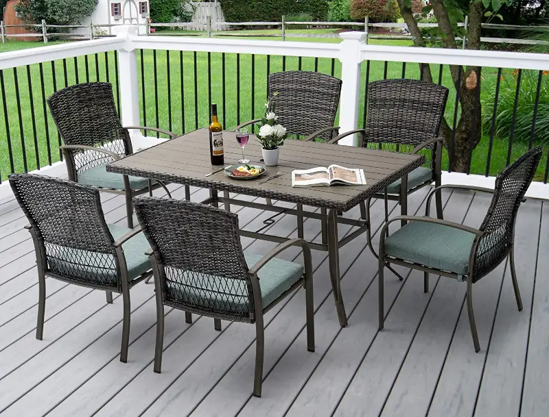 Pamapic 7 Piece Patio Dining Set, green best patio dining sets outdoor dining set
