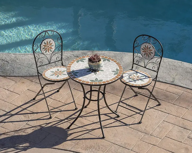 Best Mosaic Alpine Corporation Jfh918A Garden Furniture Mosaic Bistro Set (Tan) best outdoor bistro sets